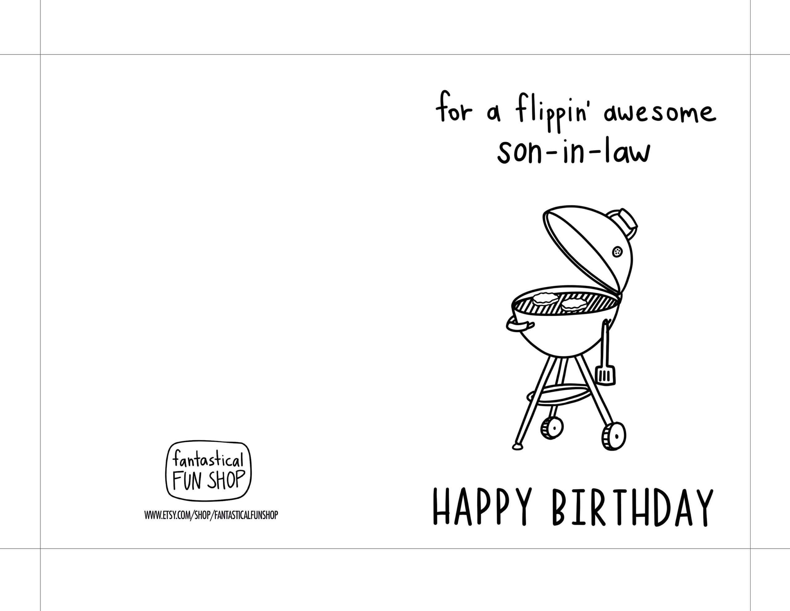 Funny Grilling Son-In-Law Birthday Card (Digital Download) - Etsy pertaining to FREE Printable Birthday Cards For Son In Law