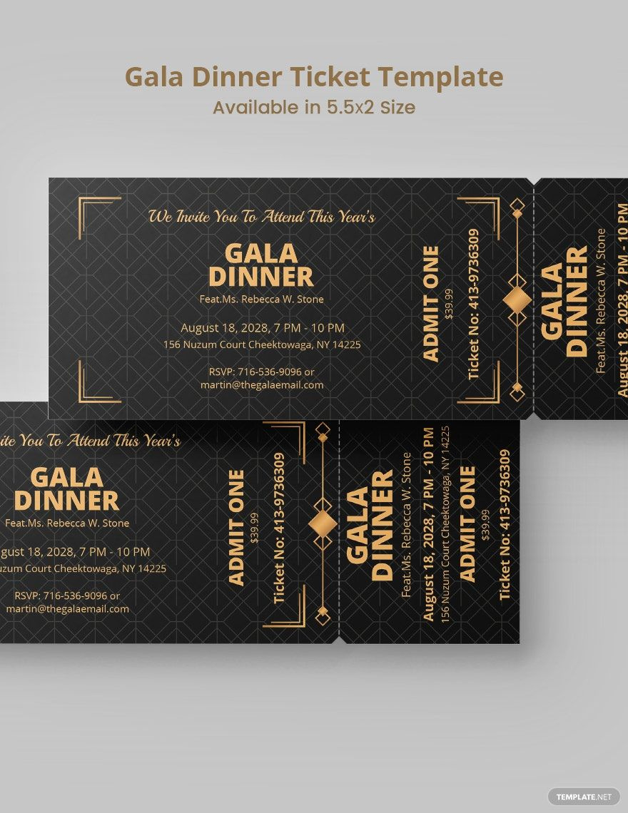 Gala Dinner Ticket Template In Illustrator, Psd, Word, Publisher regarding FREE Printable Banquet Ticket Template