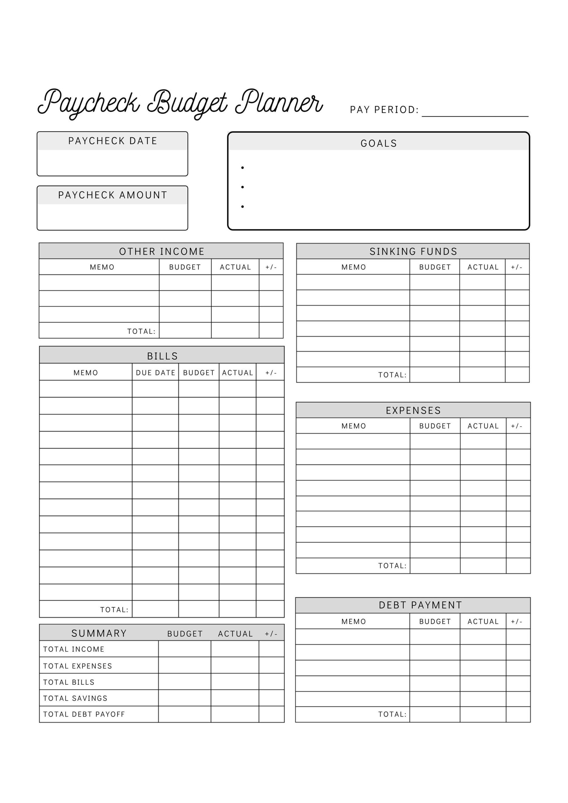 Gehaltsscheck Budget Planner Printable | Budgetpaycheck regarding Free Printable Budget By Paycheck