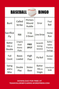 Get In The Game With 30 Free Baseball Bingo Card Printables! for FREE Printable Baseball Bingo Cards