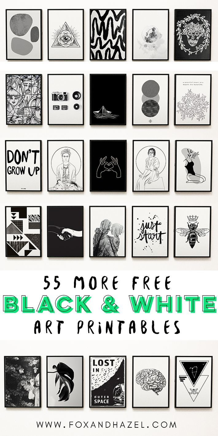 Get These 55 Free Black &amp;amp; White Art Printables At Fox + Hazel intended for Free Printable Art Black And White