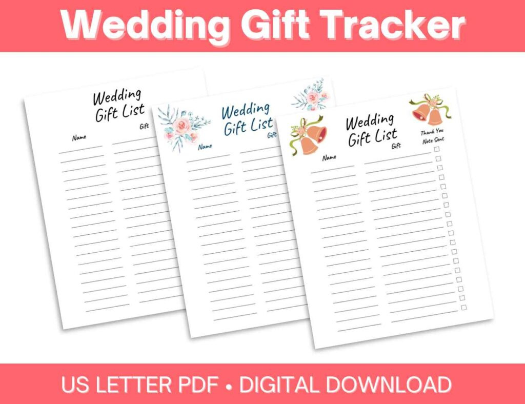 Gift List Tracker Printable Templates With Thank You Note Check Box within FREE Printable Bridal Shower Gift List Template