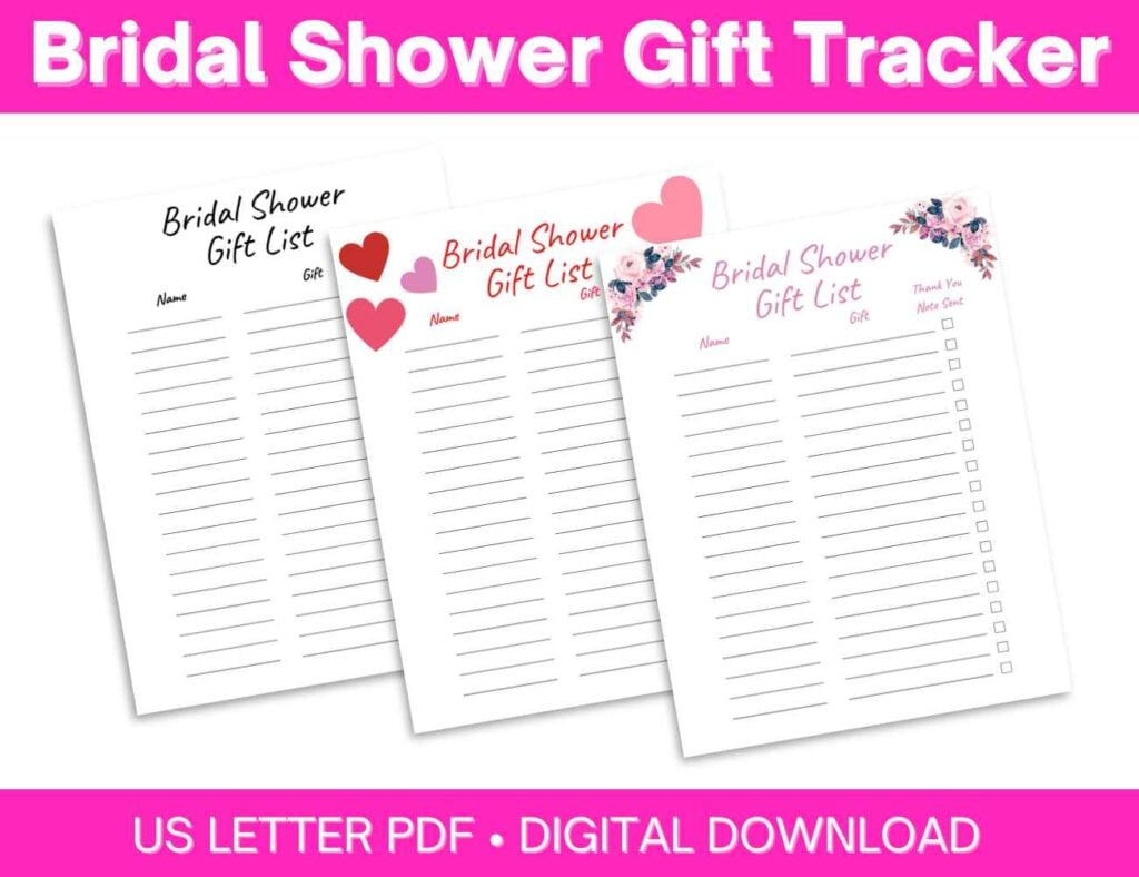 Gift List Tracker Printable Templates With Thank You Note Check Box within FREE Printable Bridal Shower Gift List