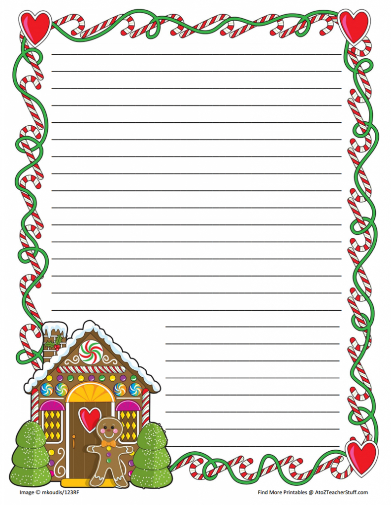 Gingerbread Printable Border Paper With And Without Lines | A To Z within FREE Printable Border Paper with Lines