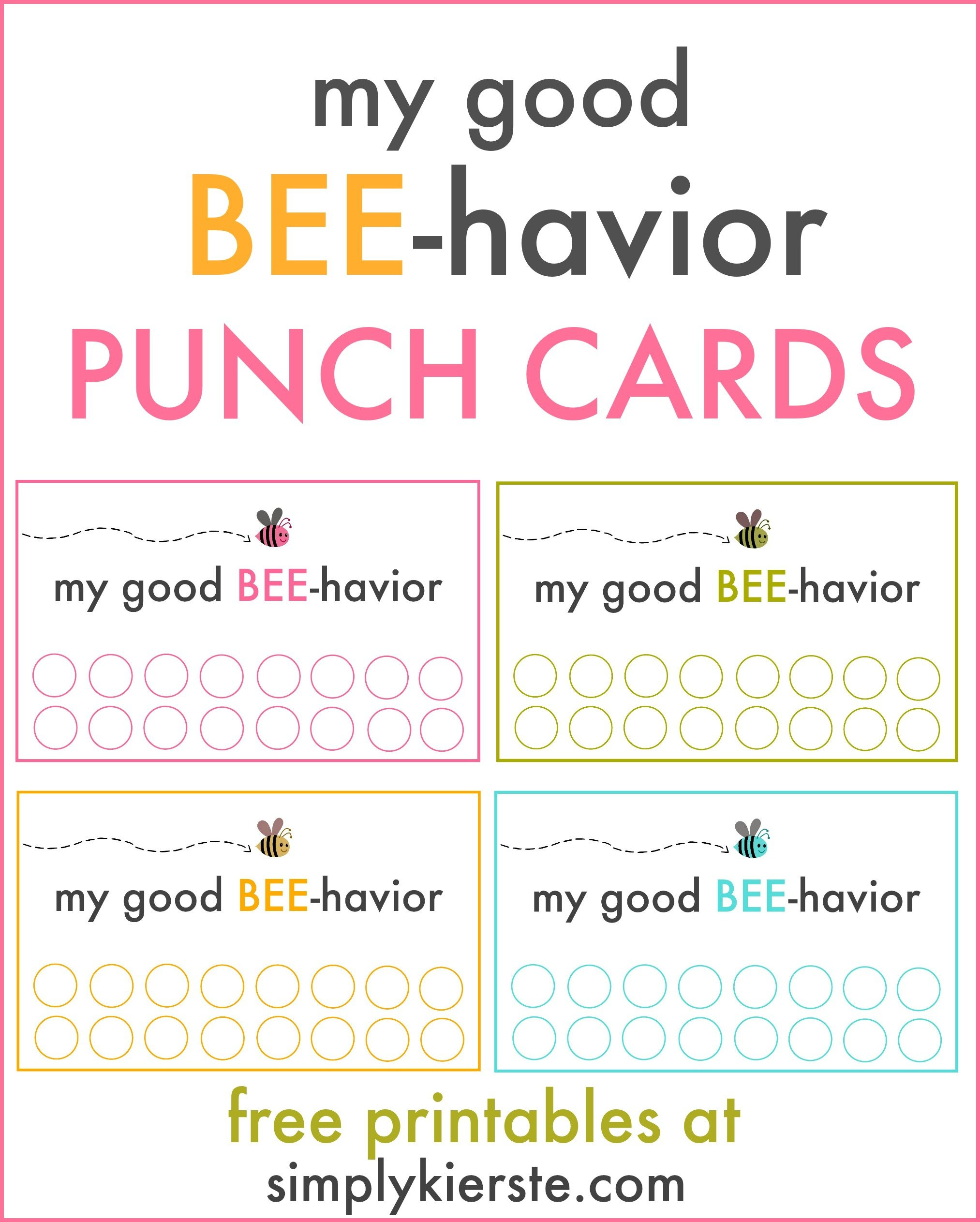 Good Behavior Punch Cards | Oldsaltfarm pertaining to FREE Printable Behavior Picture Cards