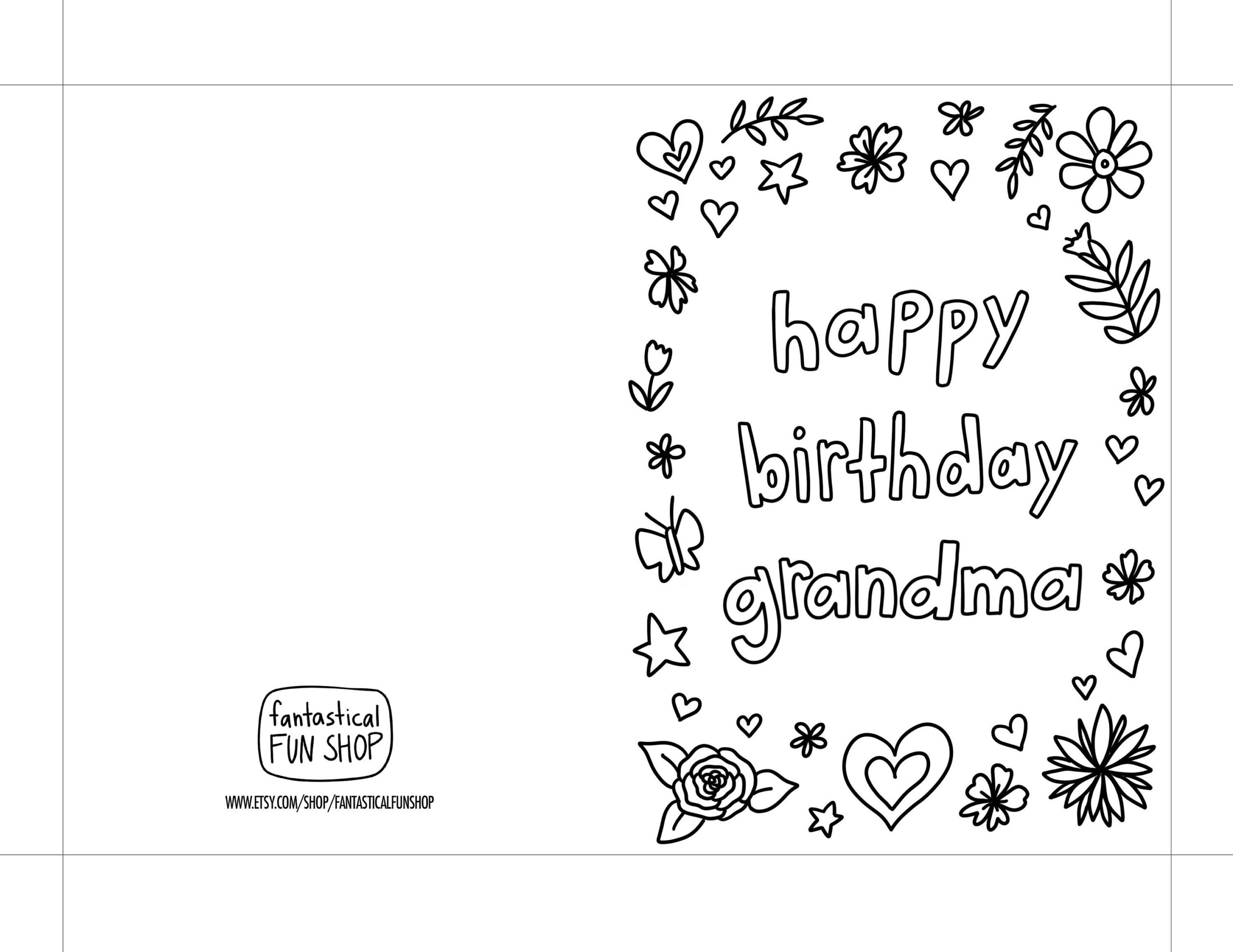 Grandma Birthday Card: Printable Coloring Page From Grandchild regarding FREE Printable Birthday Cards Grandma