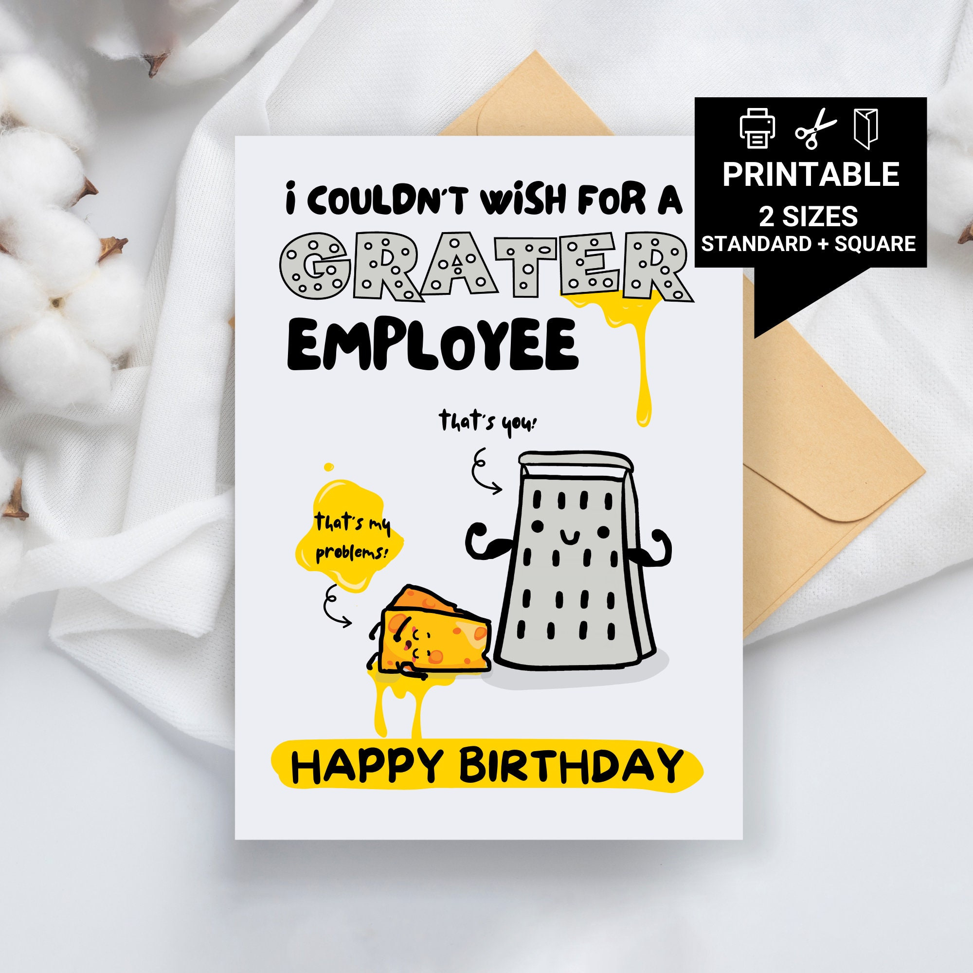 Grater Employee, Funny Printable Birthday Card, Printable Birthday with Free Printable Birthday Cards For Boss From Staff