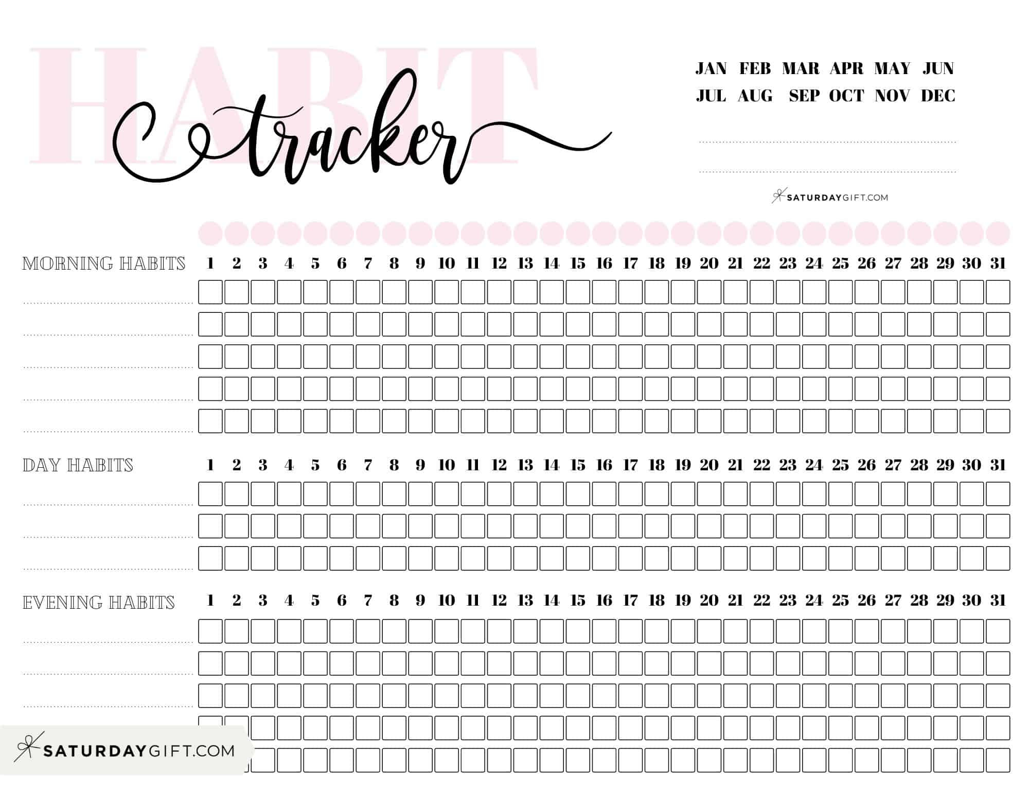 Habit Tracker Printable - 43 Cute &amp;amp; Free Printable Habit Trackers in Free Printable Bullet Journal Habit Tracker