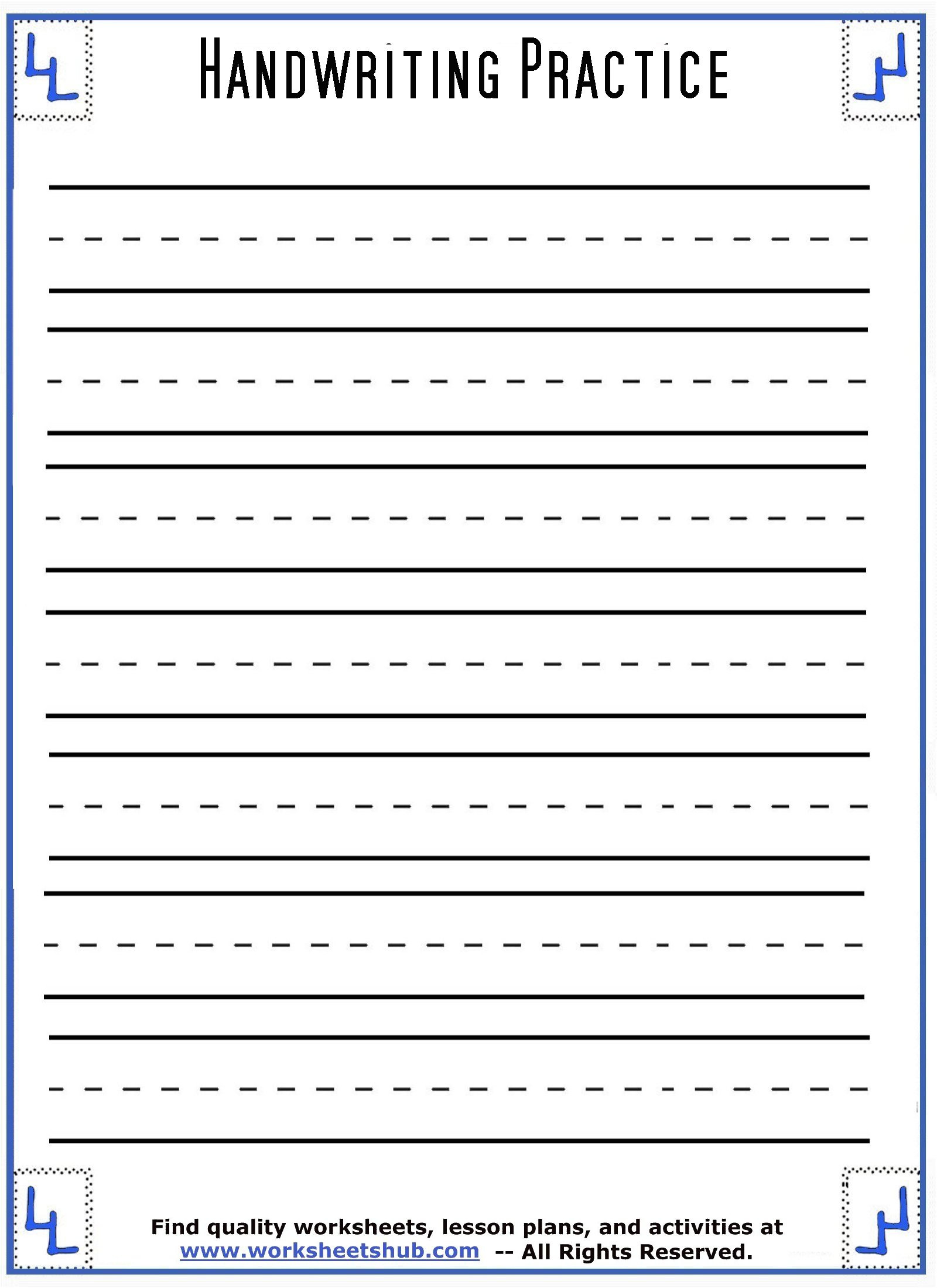 Handwriting Sheets:printable 3-Lined Paper with Free Printable Blank Handwriting Worksheets