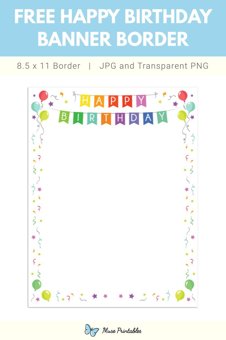 Happy Birthday Banner Page Border within Free Printable Birthday Borders For Paper