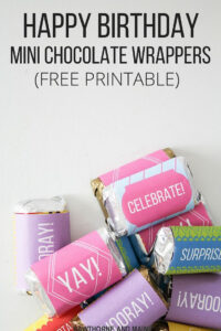 Happy Birthday Mini Chocolate Wrappers- Free Printable regarding FREE Printable Birthday Candy Bar Wrappers
