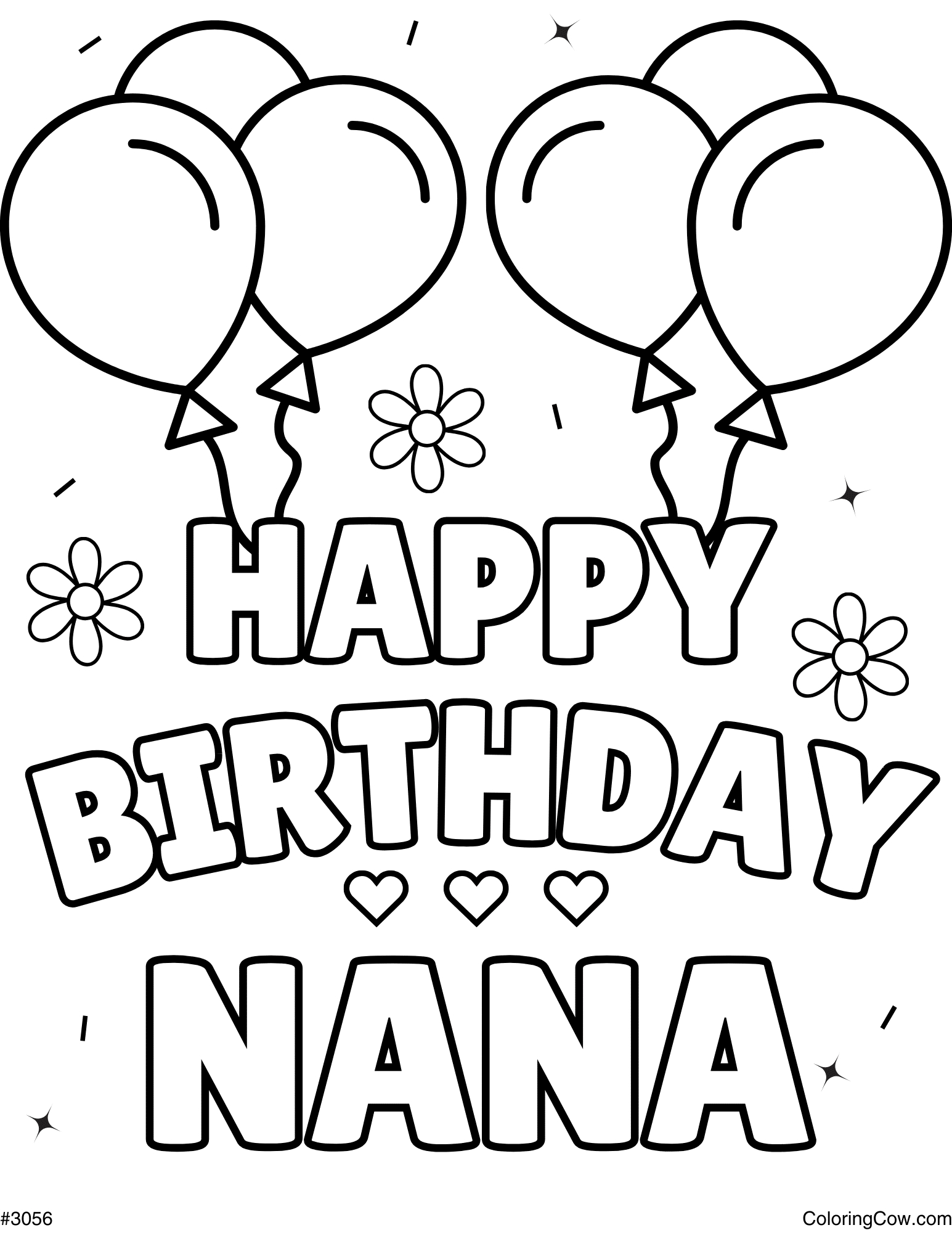 Happy Birthday Nana Coloring Page throughout Free Printable Birthday Cards For Nana