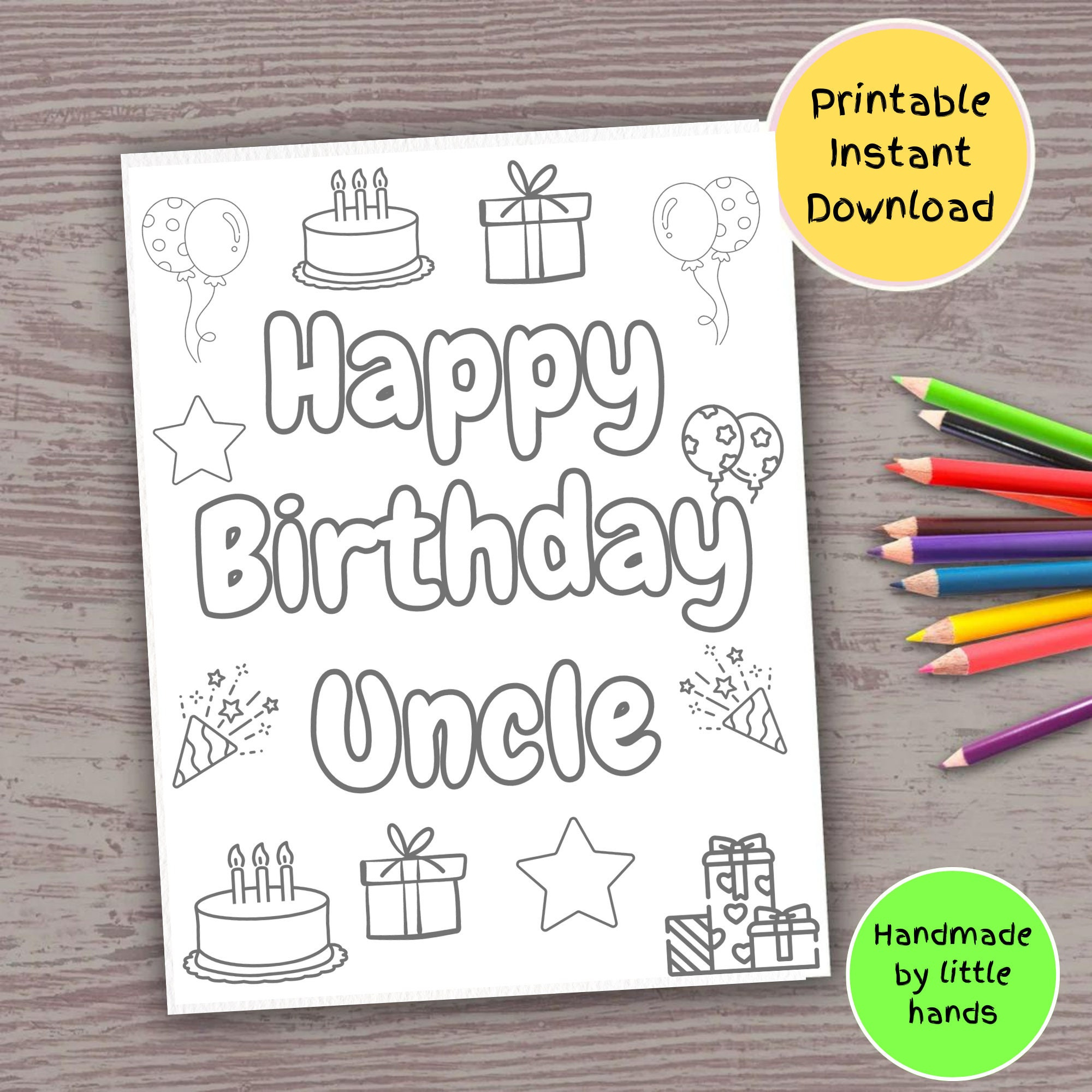 Happy Birthday Uncle Printable Coloring Page For Kids, Cute Art within FREE Printable Birthday Cards For Uncle