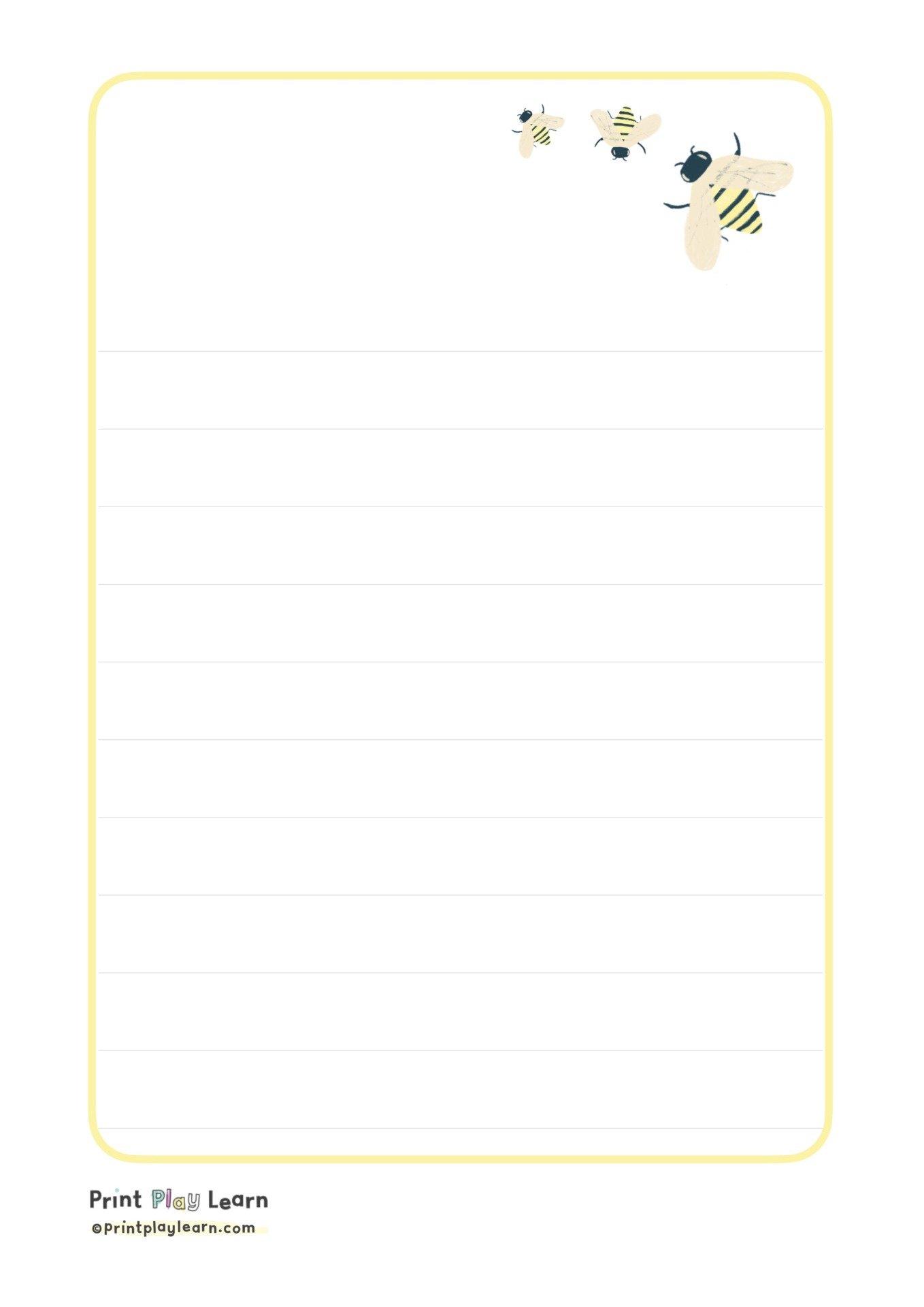 Honey Bee: Lined Writing Paper - Printable Teaching Resources intended for FREE Printable Bee Writing Paper