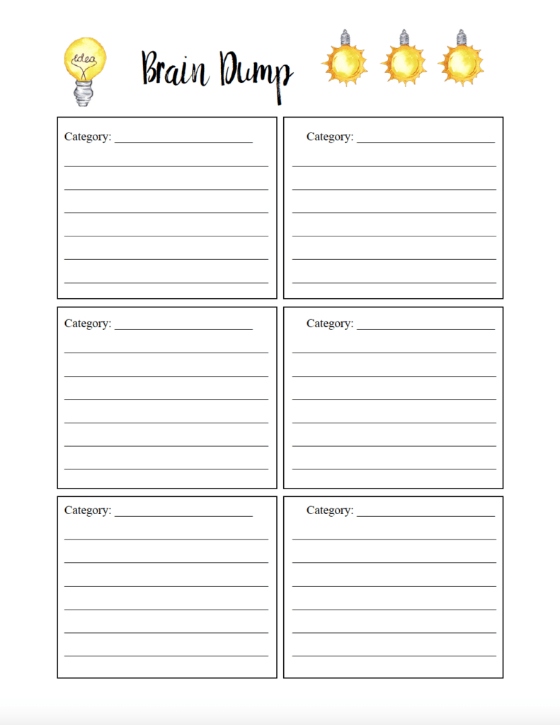 How To Do A Brain Dump. &amp;amp; Free Printable Brain Dump Worksheet for FREE Printable Brain Dump Worksheet