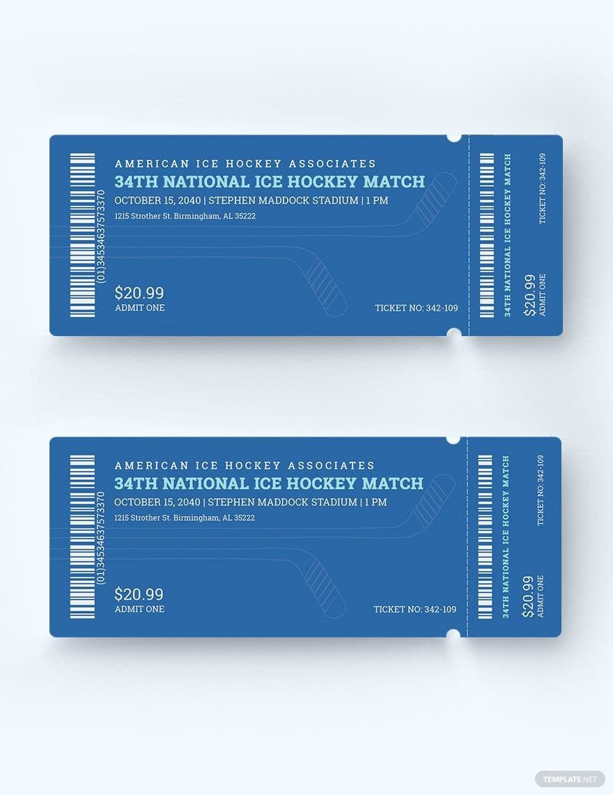 Ice Hockey Ticket Template In Pages, Psd, Publisher, Word for Free Printable Blank Hockey Ticket Template