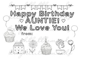 Instant Download | Printable | Happy Birthday Auntie | Diy Kids within Free Printable Birthday Cards For Aunty