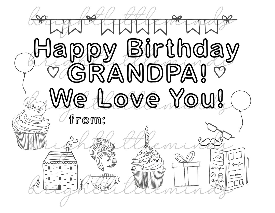 Instant Download | Printable | Happy Birthday Grandpa | Diy Kids with FREE Printable Birthday Card For Grandpa