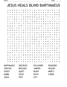 Jesus Heals Blind Bartimaeus Word Search - Wordmint for FREE Printable Blind Bartimaeus Activity Sheet