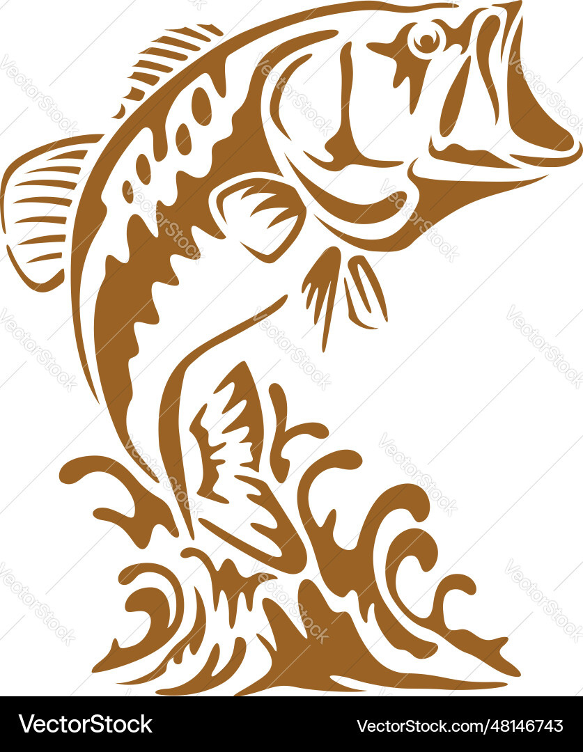 Jumping Bass Fish Stencil Art Royalty Free Vector Image regarding Free Printable Bass Fish Pictures