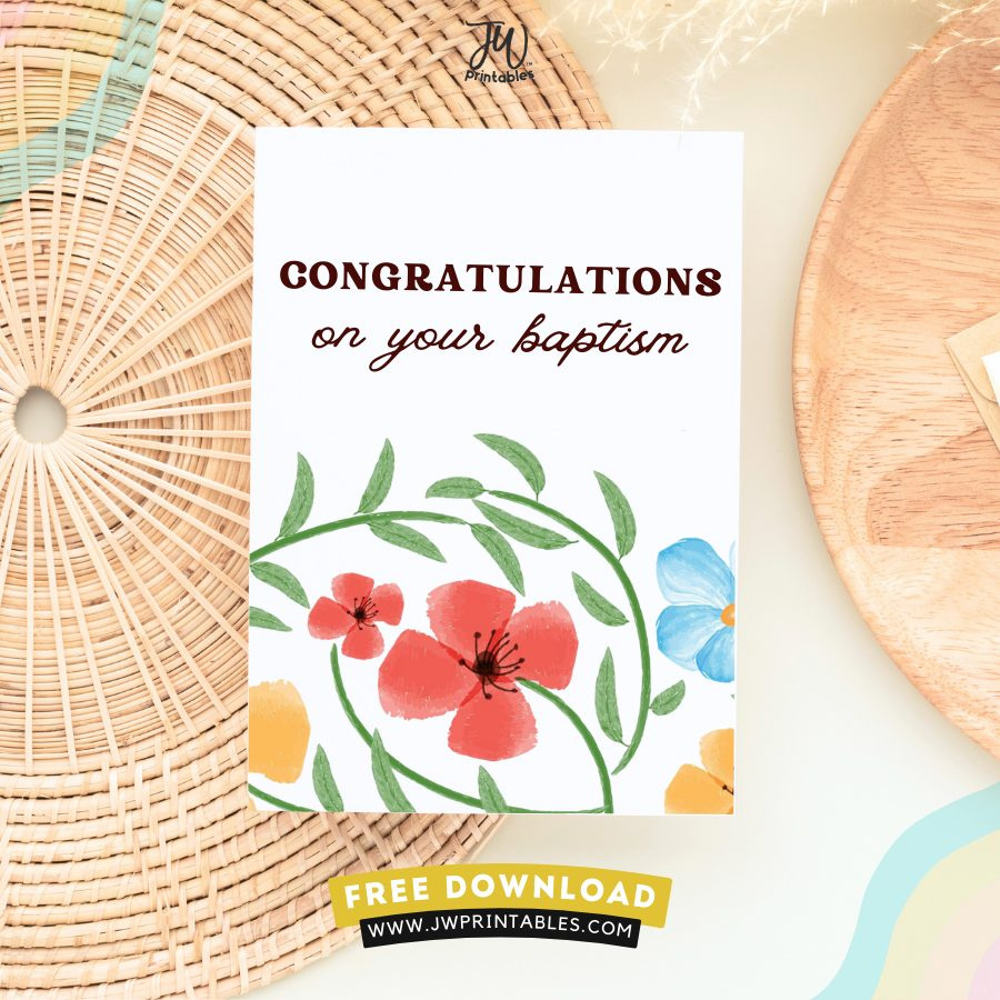 Jw Free Printable - Jw Baptism Card | Congratulations Floral regarding Free Printable Baptism Cards For Adults