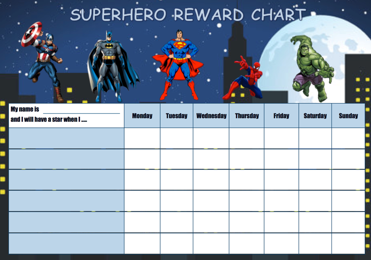 Kids Superhero Reward Chart + Stickers + Marker Pen with FREE Printable Batman Reward Chart