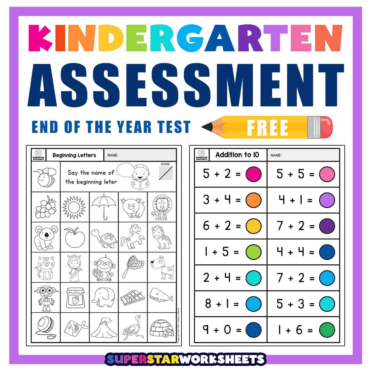 Kindergarten Assessment Worksheets - Superstar Worksheets pertaining to Free Printable Assessments For Kindergarten