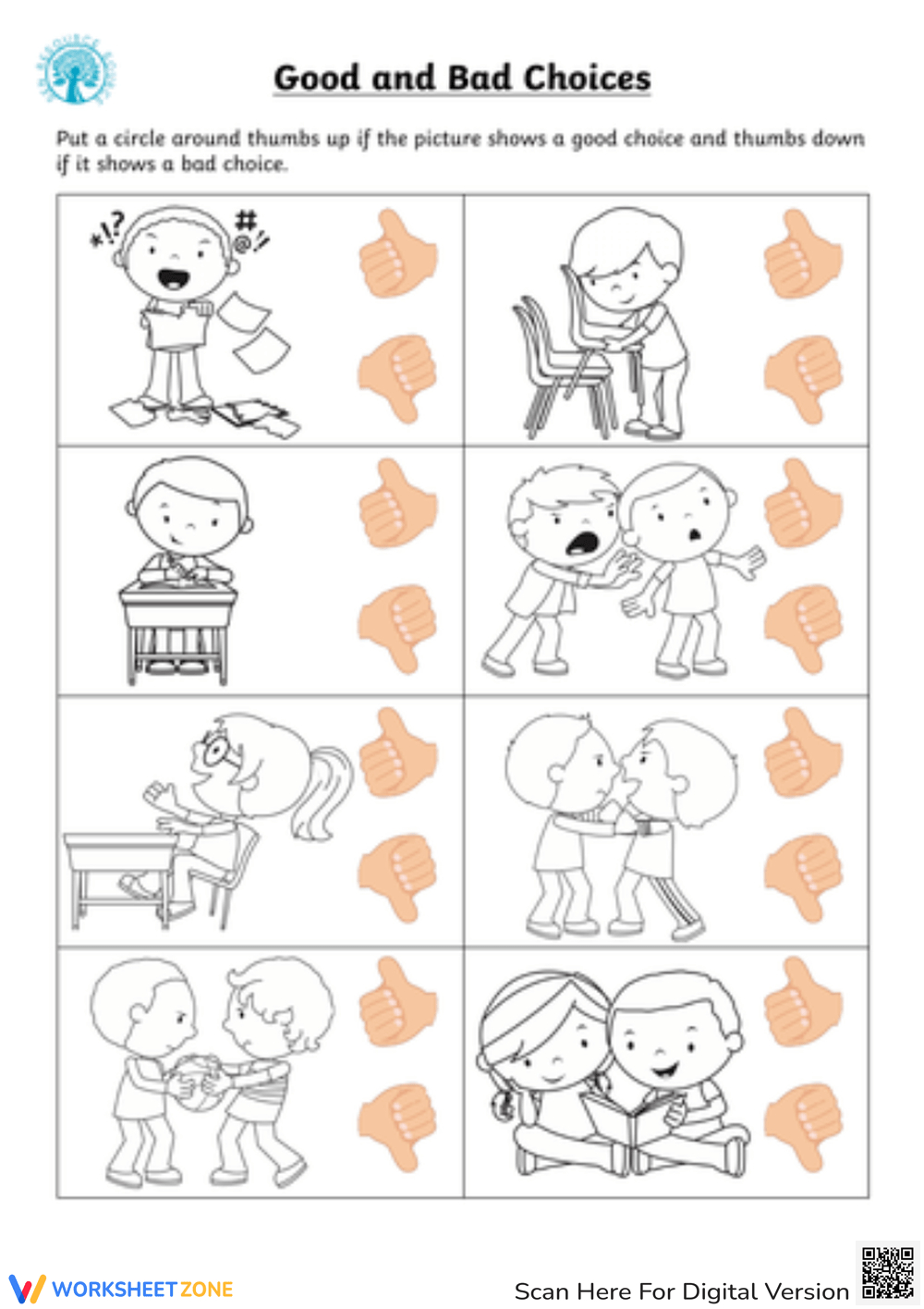 Kindergarten Good Choices Bad Choices Worksheets 2025 pertaining to FREE Printable Behavior Worksheets For Kindergarten
