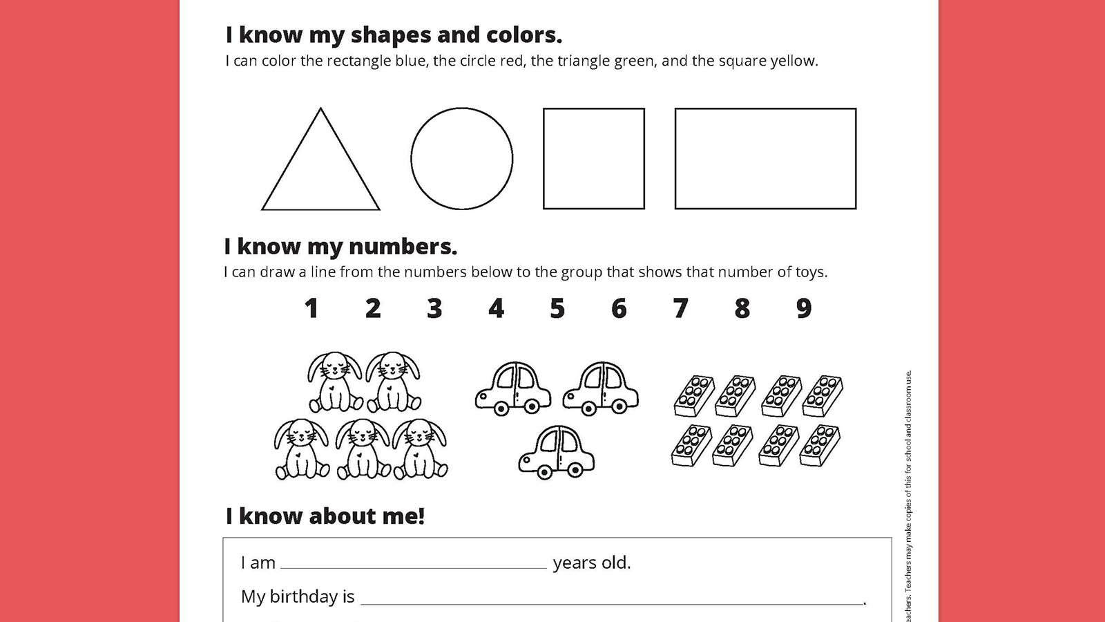 Kindergarten Readiness Checklist (Free Printable) for FREE Printable Assessments For Kindergarten