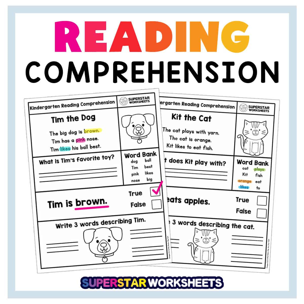 Kindergarten Reading Comprehension Worksheets - Superstar Worksheets within Free Printable Autism Reading Comprehension Worksheets