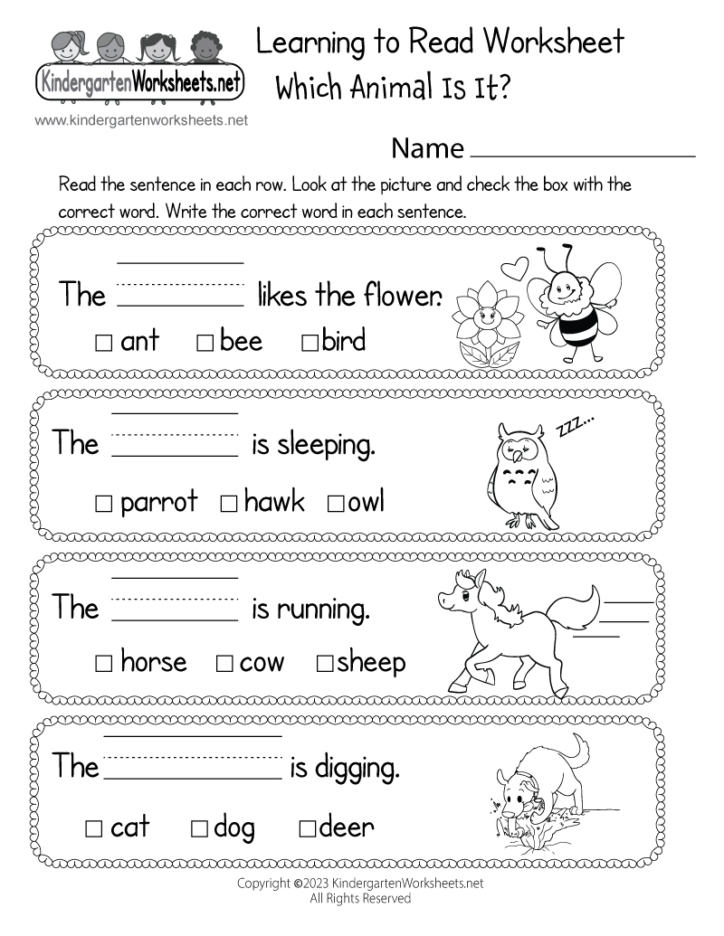 Learning To Read Worksheet - Free Printable, Digital, &amp;amp; Pdf with Free Printable Beginning Reading Worksheets