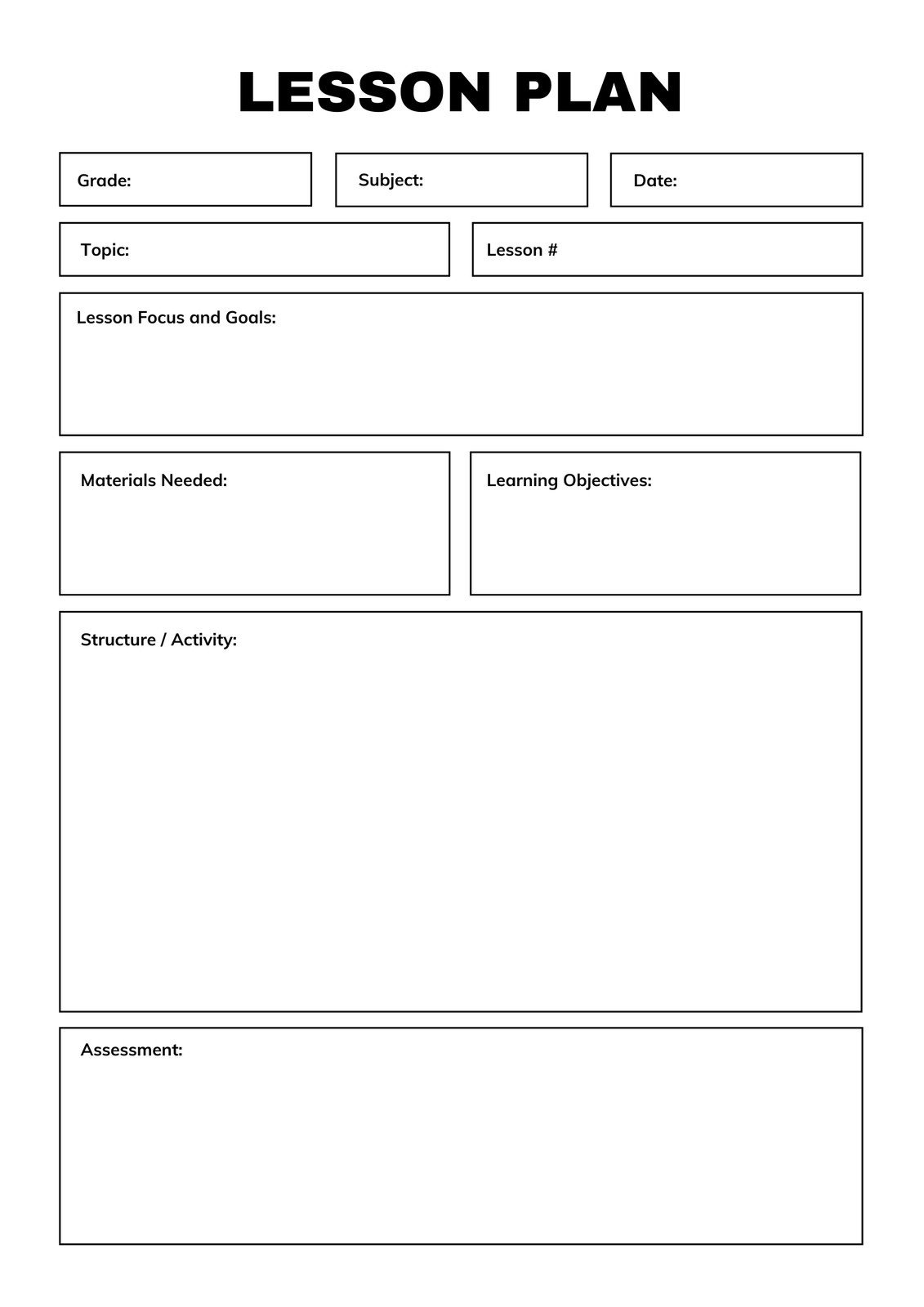 Lesson Plan Templates You Can Customize For Free | Canva in Free Printable Art Lesson Plan Template