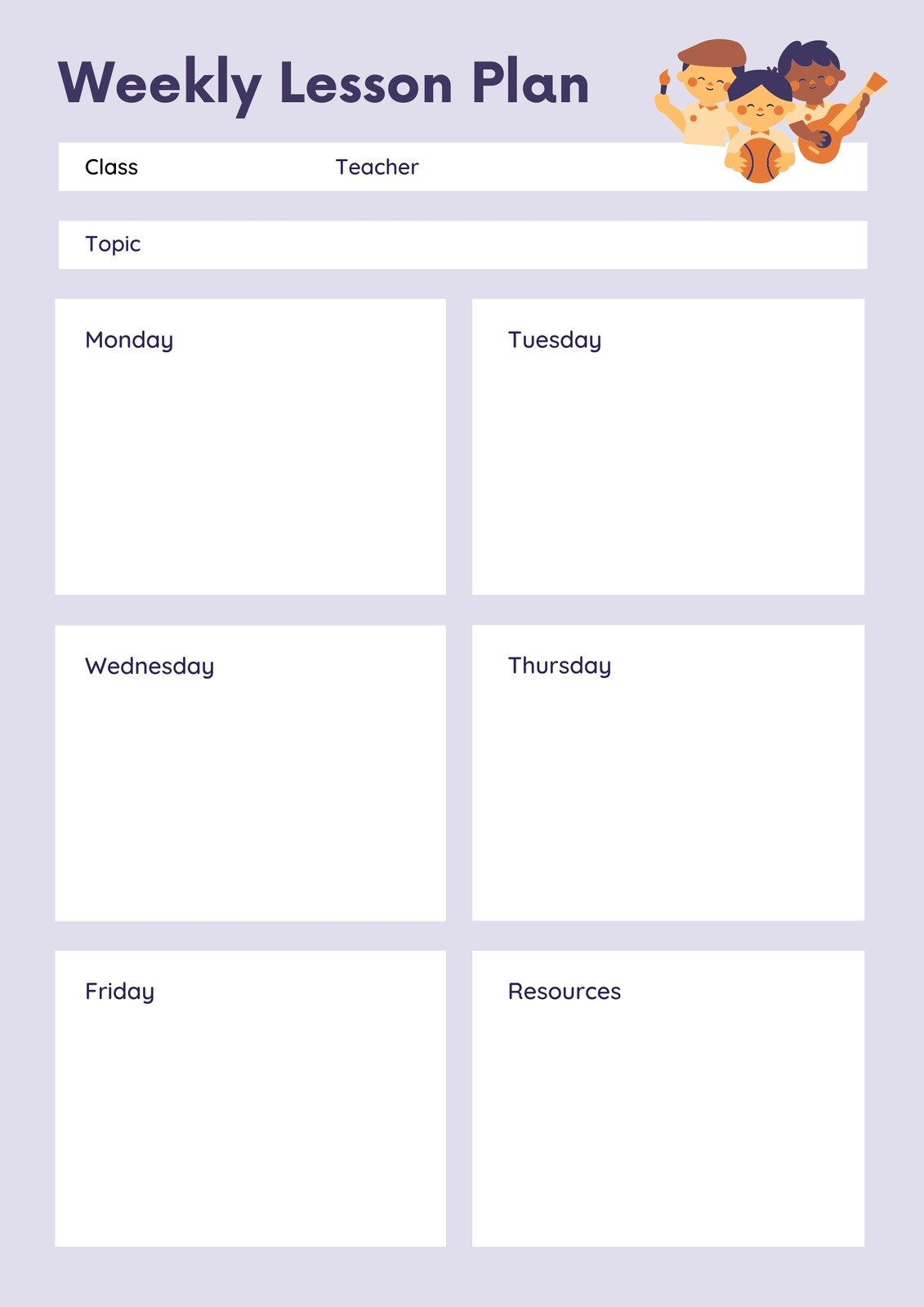 Lesson Plan Templates You Can Customize For Free | Canva inside Free Printable Blank Lesson Plans