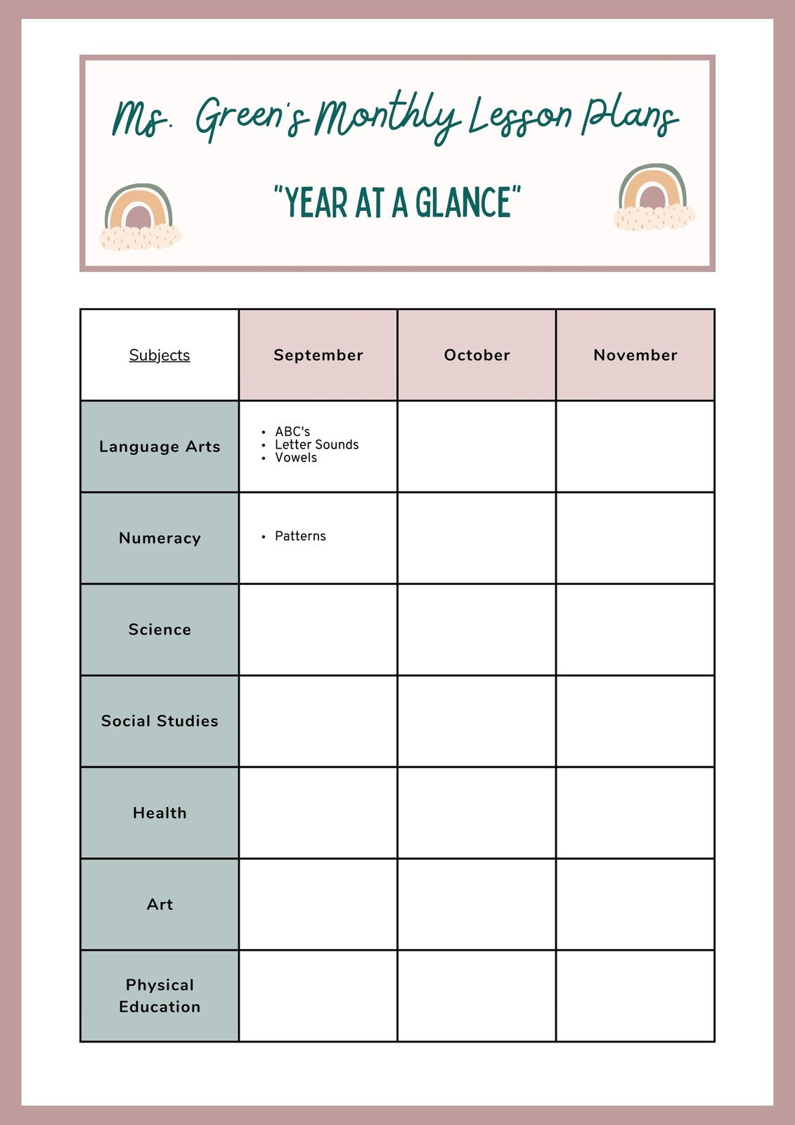 Lesson Plan Templates You Can Customize For Free | Canva throughout FREE Printable Art Lesson Plan Template