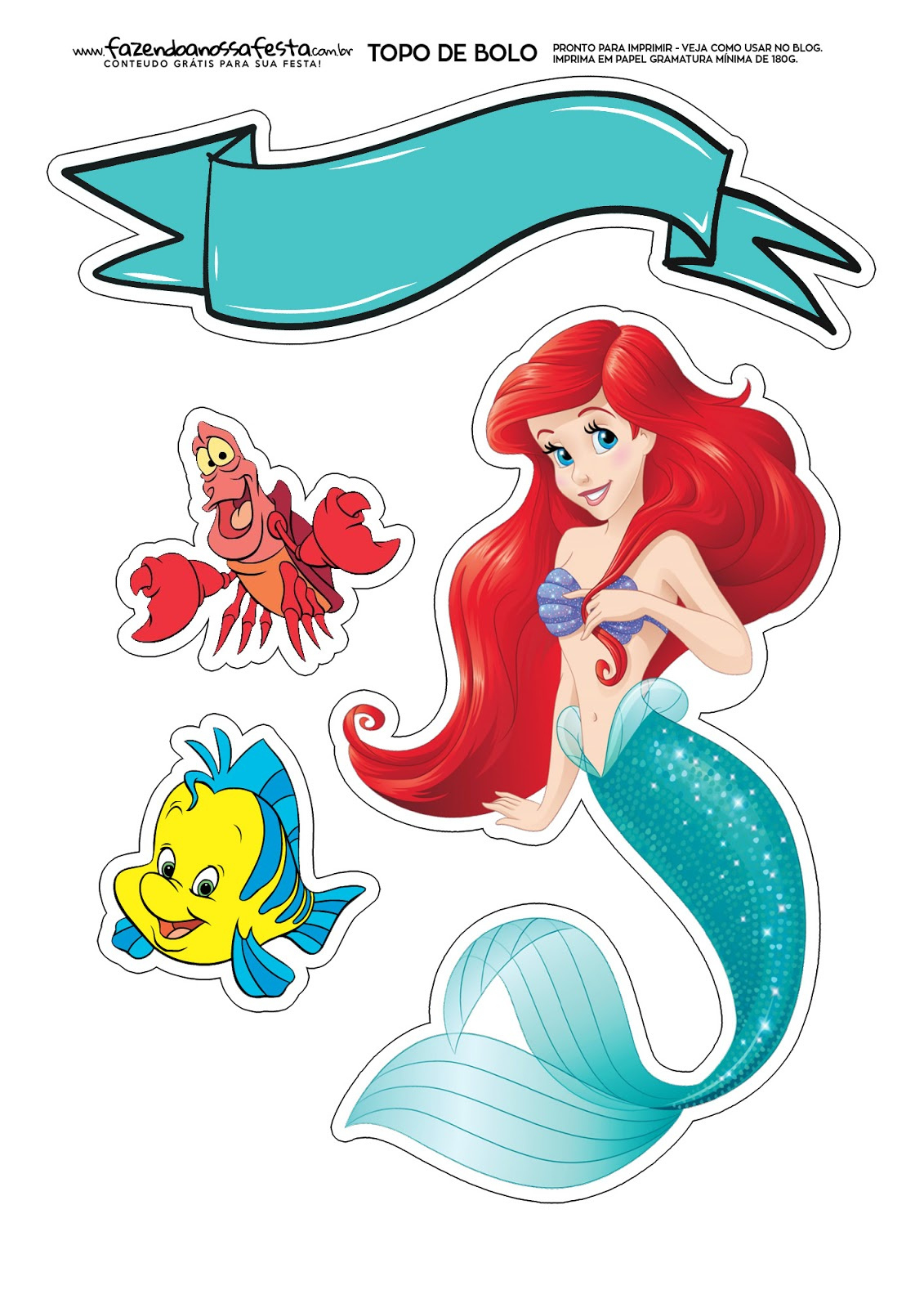 Little Mermaid: Free Printable Cake Toppers. - Oh My Fiesta! In for Free Printable Ariel Cupcake Toppers