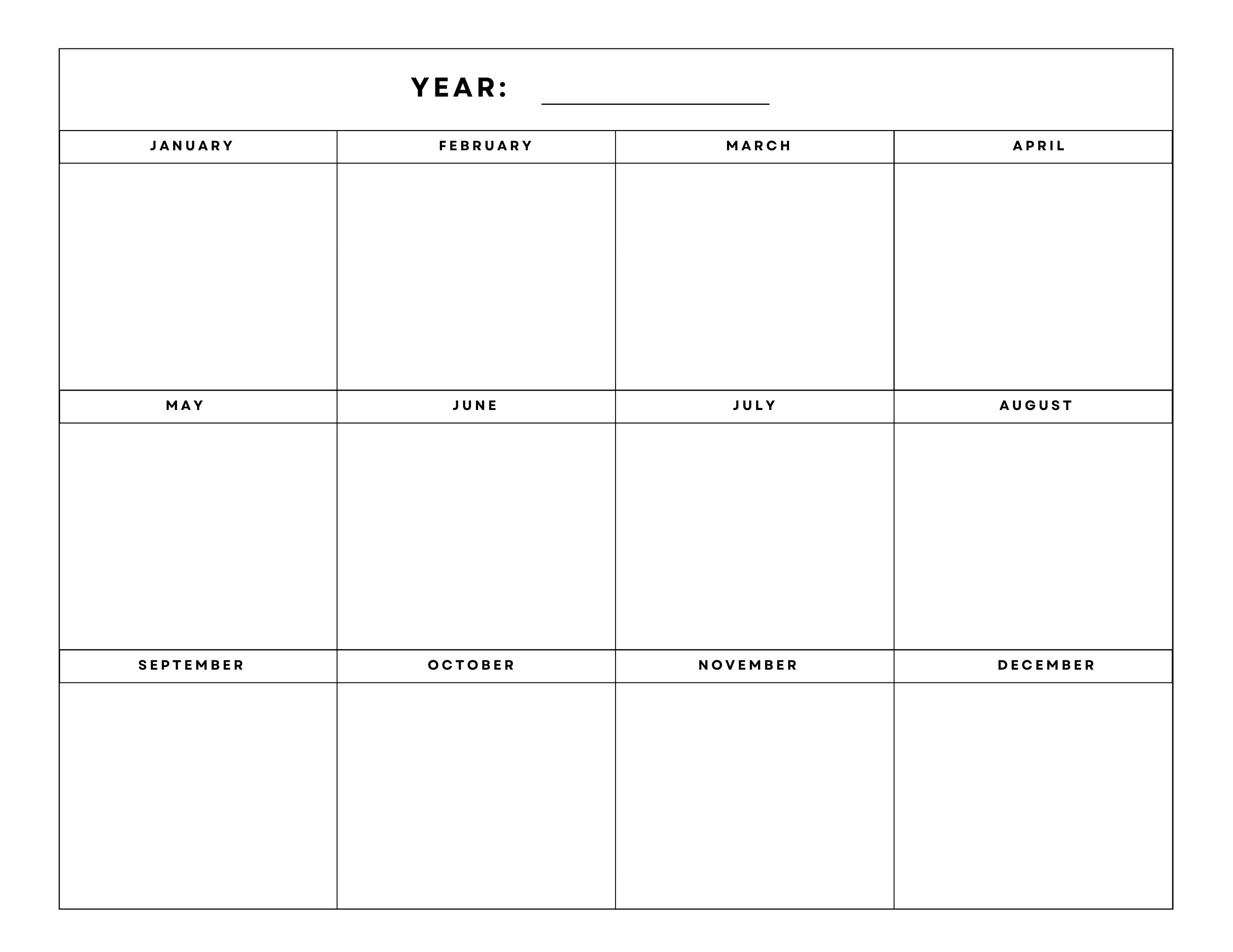 Make The Best Of The Year With A Blank Calendar – My Calendar Land inside FREE Printable Blank Yearly Calendar