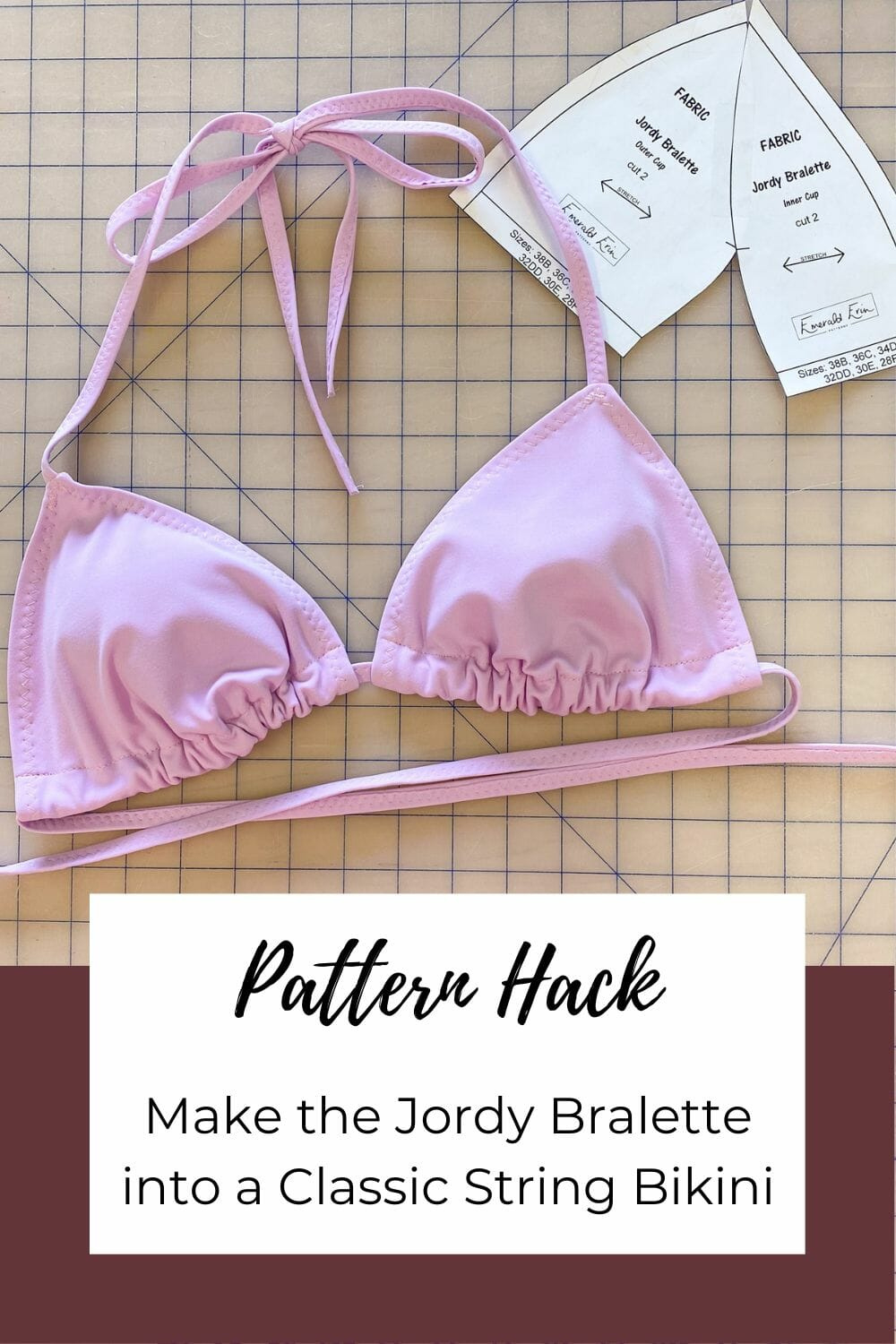 Make The Jordy Bralette Into A Classic String Bikini | Pattern intended for FREE Printable Bikini Sewing Pattern