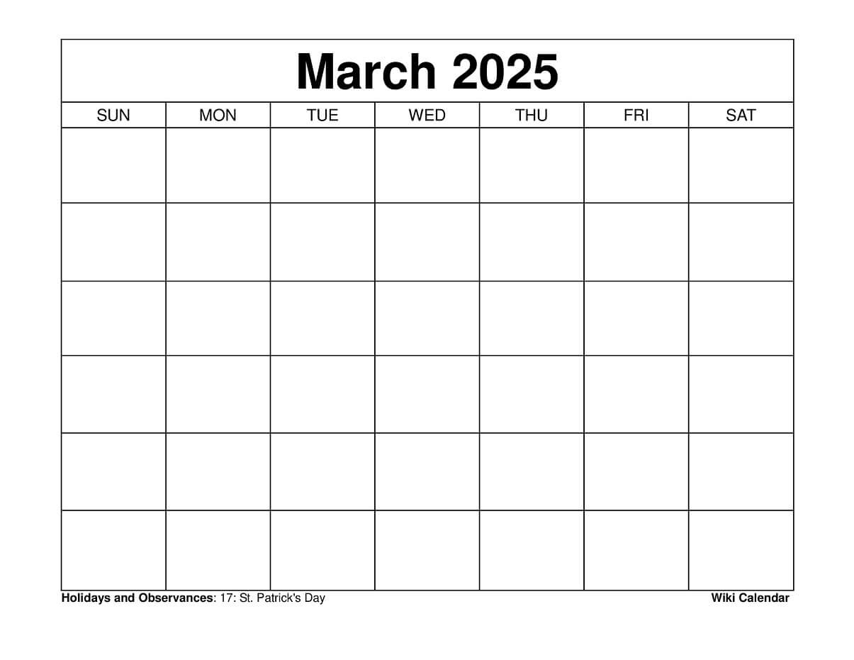 March 2025 Calendar - Printable Templates &amp;amp; More within Free Printable Blank Monthly Calendar 2025