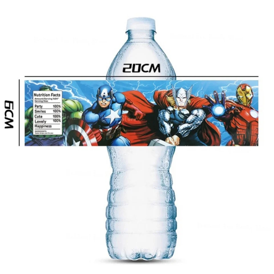 Marvel Avengers Water Bottle Labels 10/20/30Pcs Set Superhero pertaining to Free Printable Avengers Water Bottle Labels