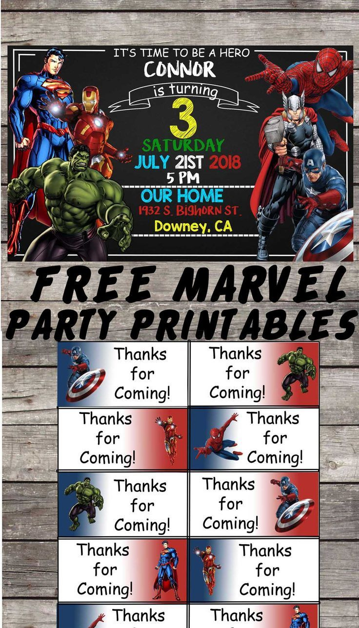 Marvel Free Birthday Party Printable Files throughout Free Printable Avengers Birthday Invitations