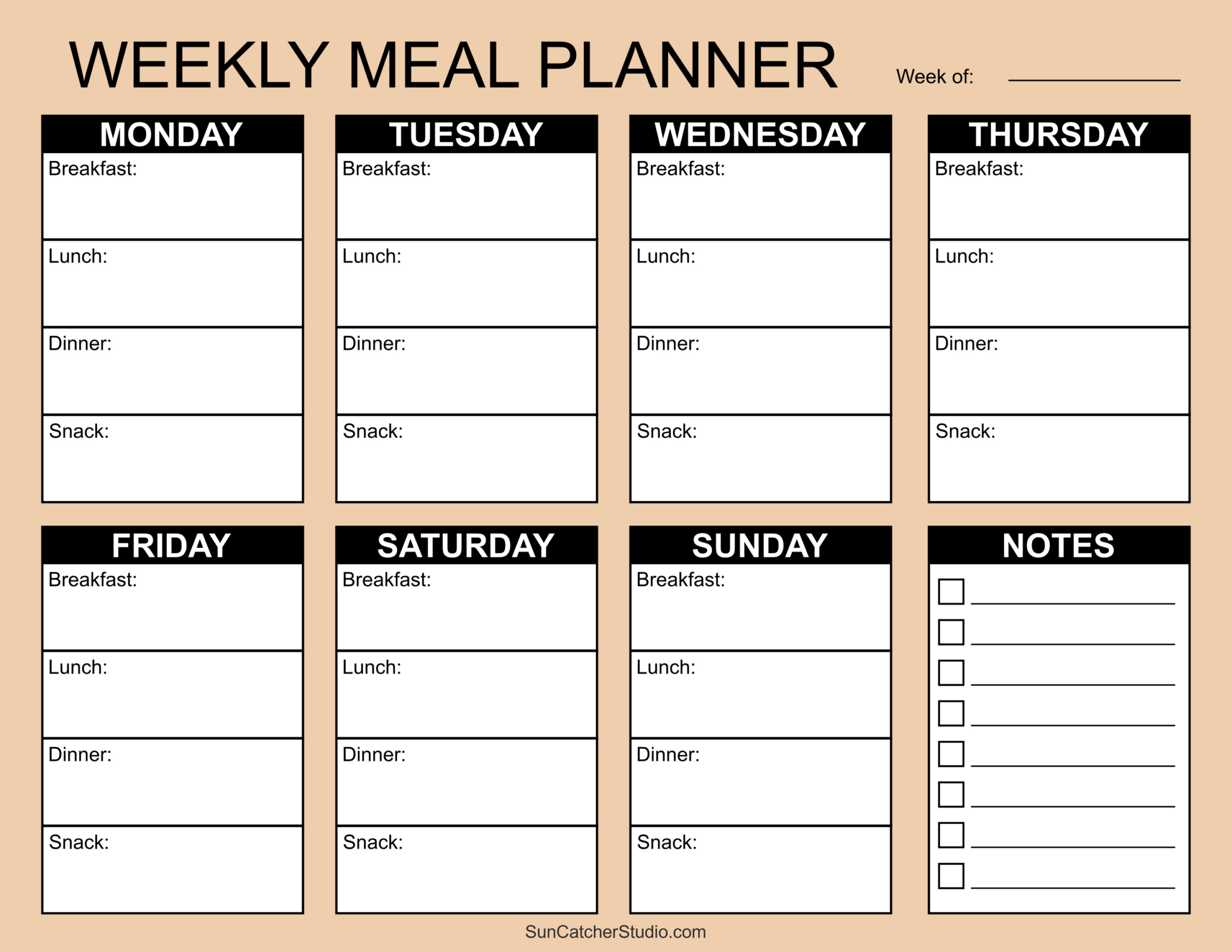 Meal Planners: Printable Weekly Menu Templates (Pdf) – Free regarding FREE Printable Blank Meal Planner