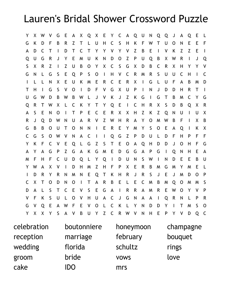 Merrmerr&amp;#039;S Bridal Shower Word Search - Wordmint regarding Free Printable Bridal Shower Crossword Puzzle