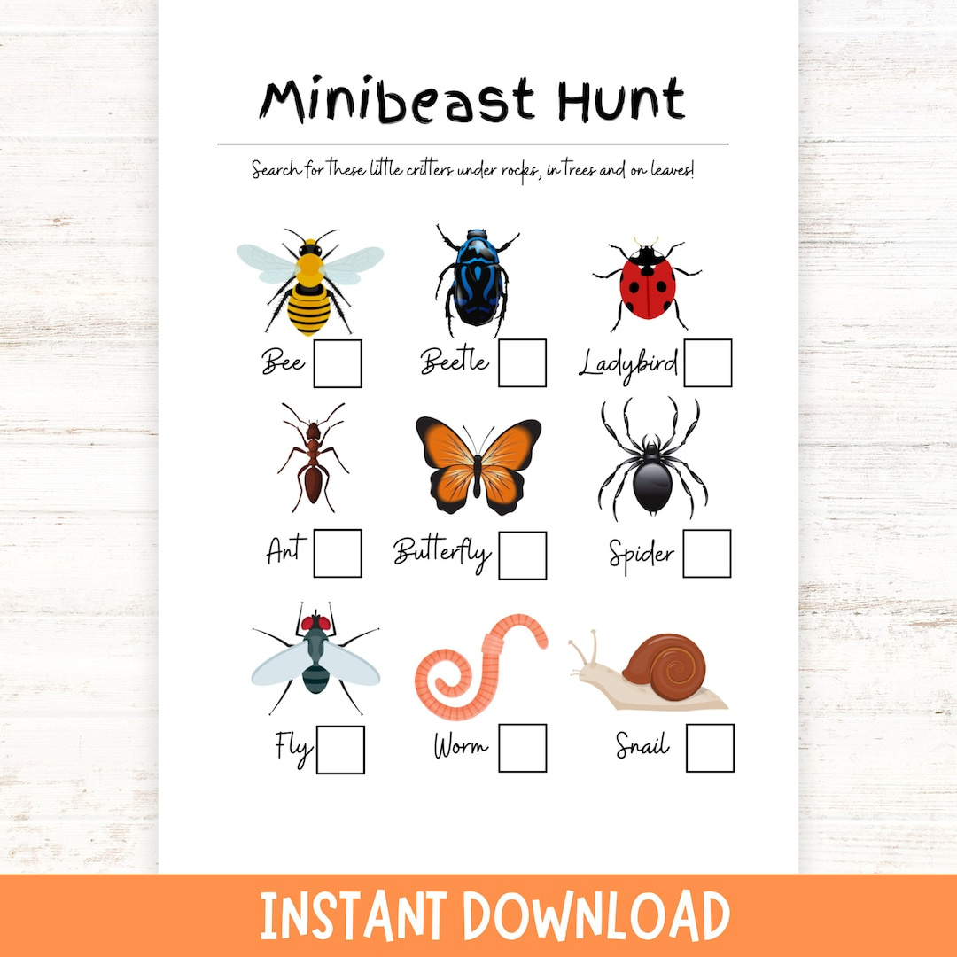 Mini-Beast Hunt For Kids | Bug Scavenger Hunt, Insect I Spy Game inside FREE Printable Bug Hunt Checklist