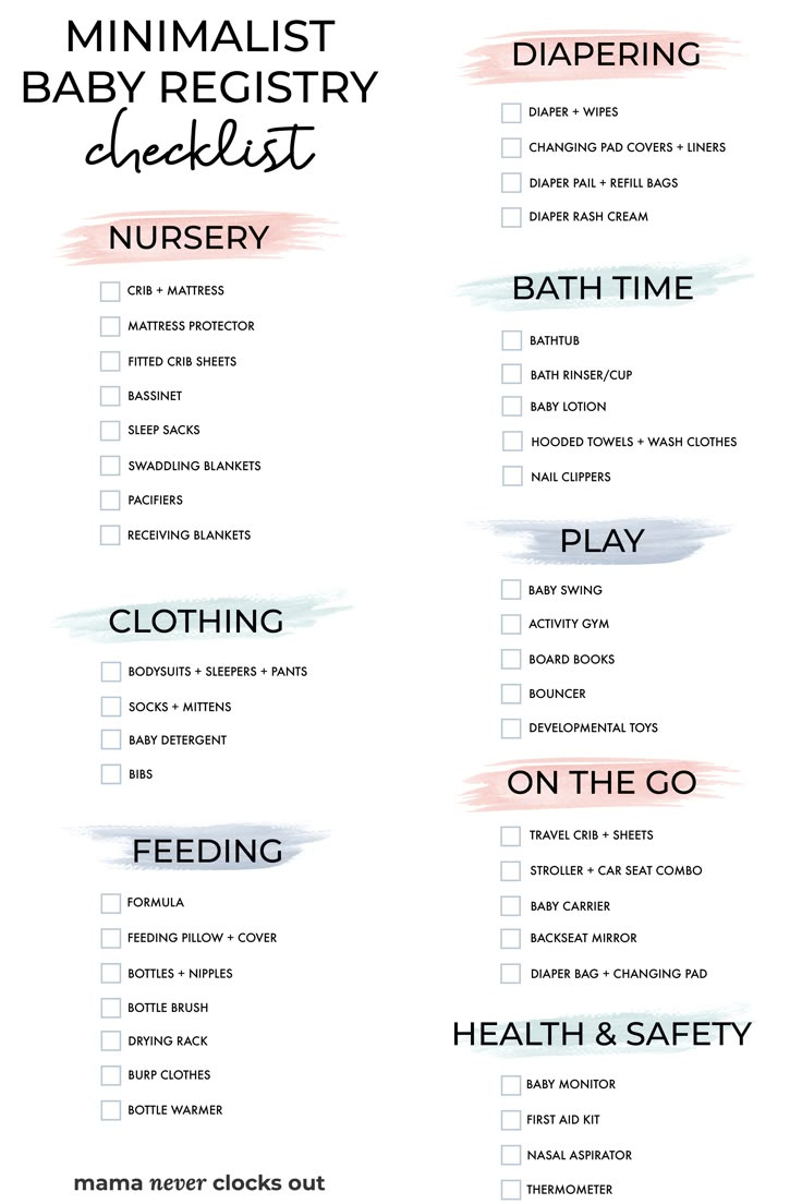 Minimalist Baby Registry Checklist + Free Printable Checklist with Free Printable Baby Registry Checklist
