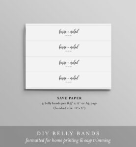Minimalist Belly Band Printable, Diy Modern Wedding Invitation with Free Printable Belly Band Template