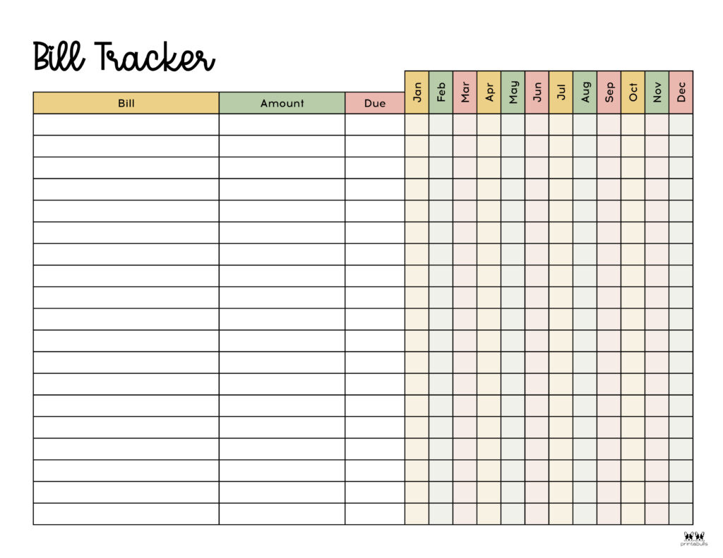 Monthly Bill Organizers - 18 Free Printables | Printabulls throughout Free Printable Bill Payment Calendar