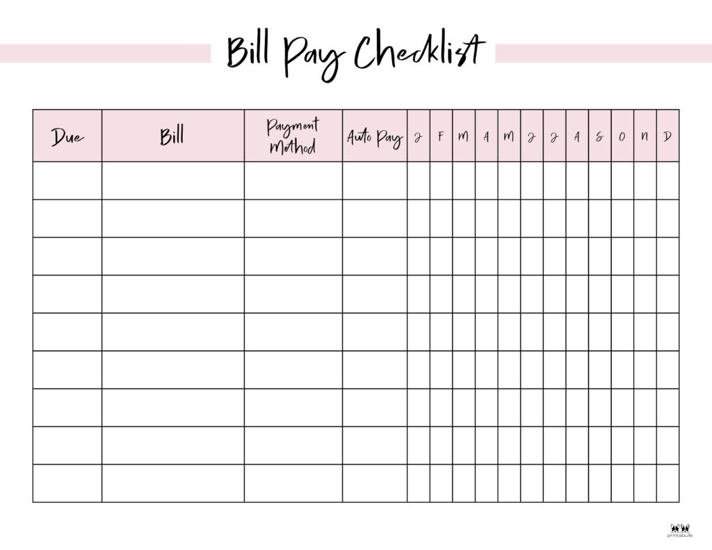 Monthly Bill Organizers - 18 Free Printables | Printabulls with regard to FREE Printable Bill Organizer Binder