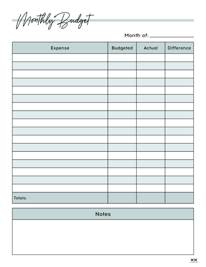Monthly Budget Planners - 20 Free Printables | Printabulls with FREE Printable Blank Monthly Budget Sheets