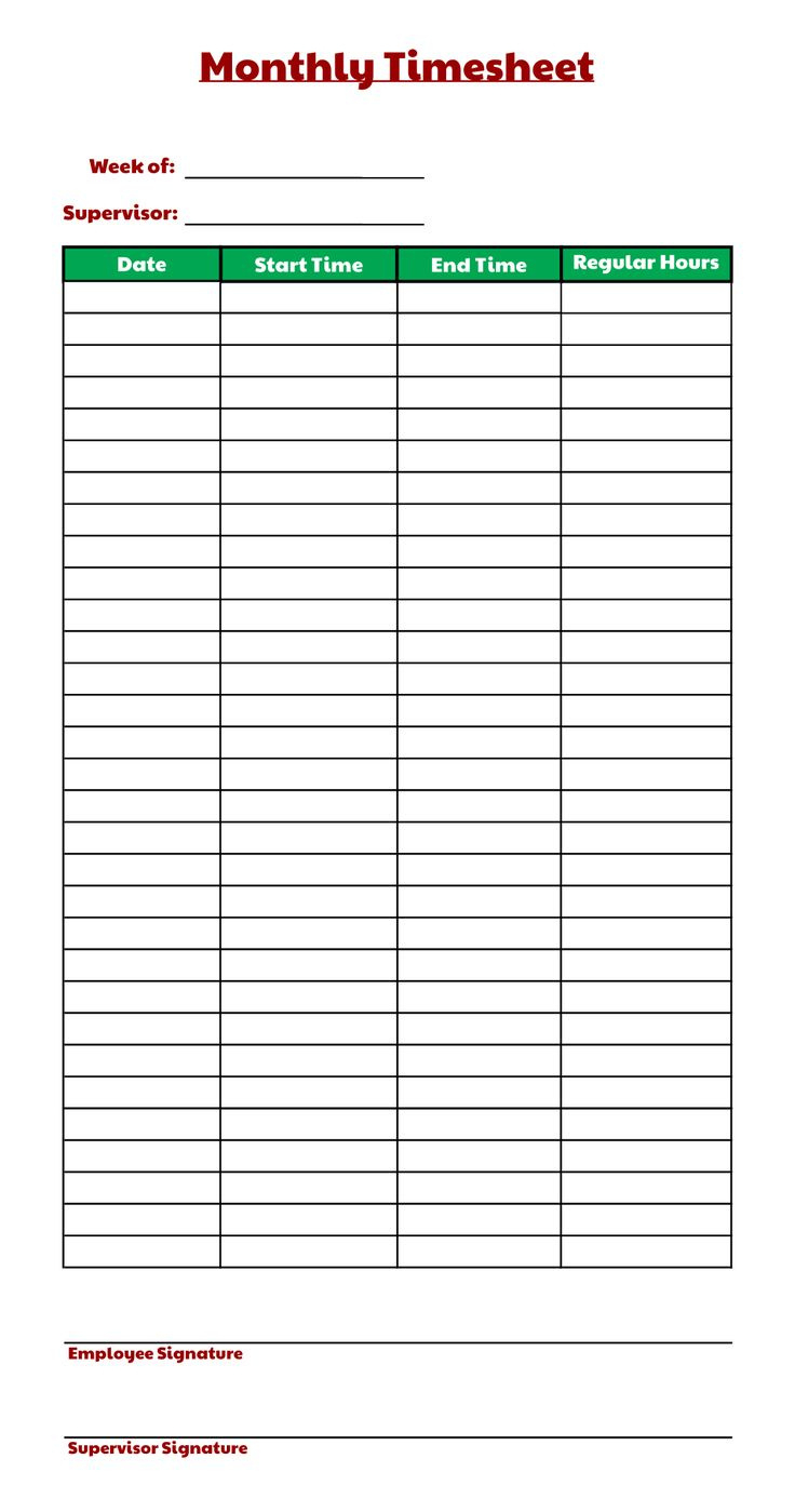 Monthly Time Sheets - 10 Free Pdf Printables | Printablee intended for FREE Printable Blank Time Sheets