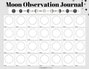 Moon Observation Journal - Log The Phases Of The Moon (Free for Free Printable Blank Moon Phase Calendar